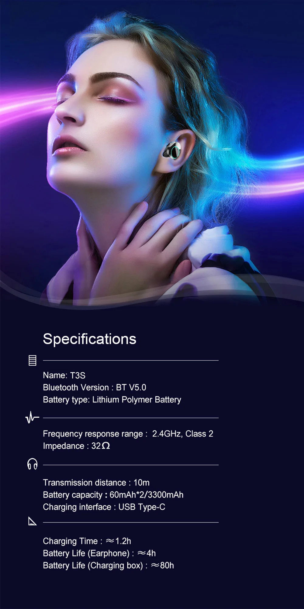 KUMI T3S 6D стерео bluetooth наушники цифровой дисплей Водонепроницаемый шумоподавляющий наушник для Android/iOS