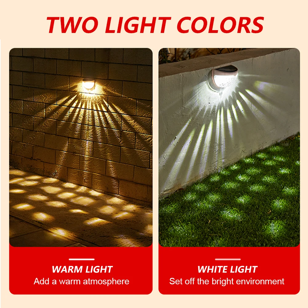

4pcs LED Solar Stair Lamp Waterproof Outdoor Garden Pathway Yard Patio Stairs Steps Fence Lamps Solar Night Light