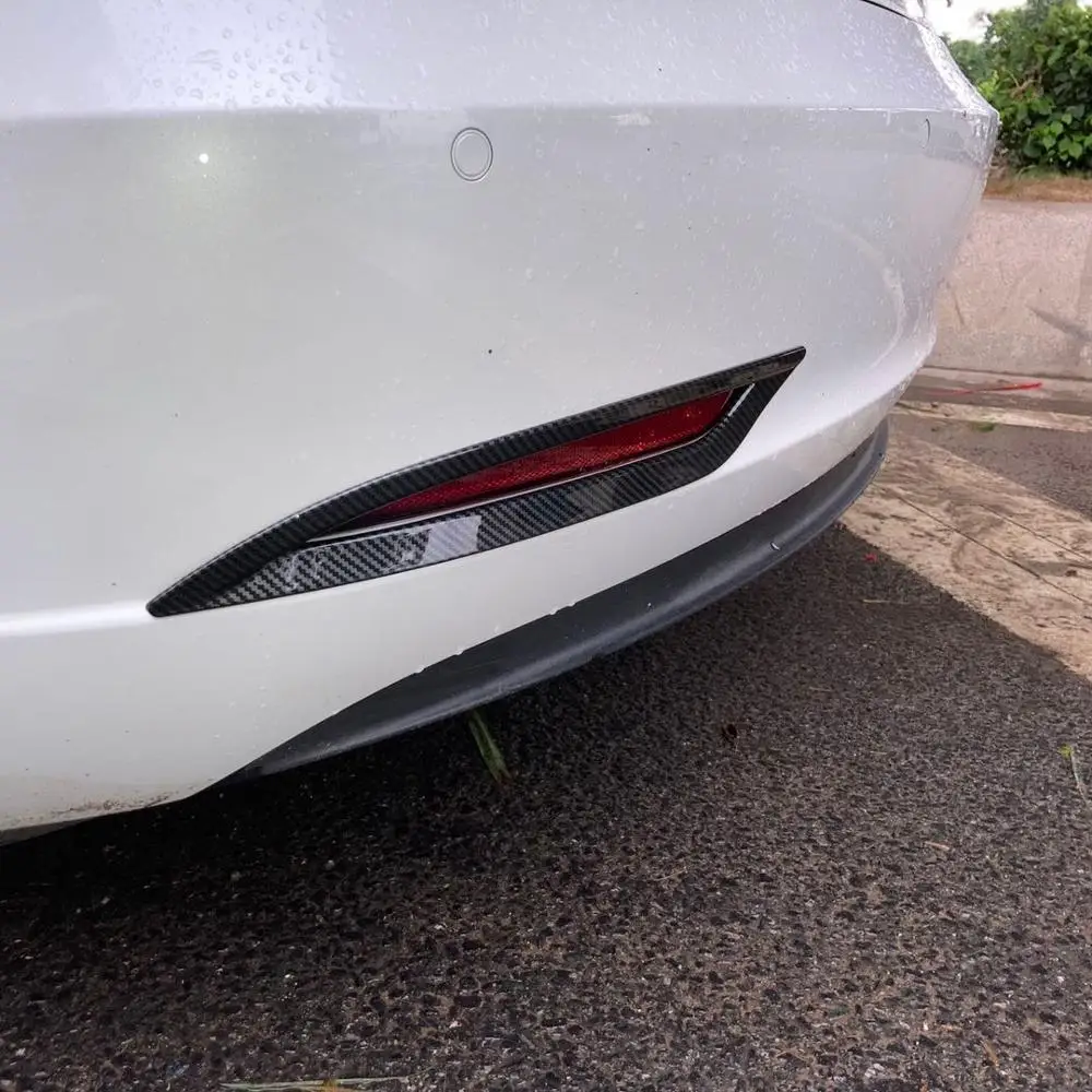 Matte Carbon fiber For Tesla Model 3 Rear fog lamp decorative frame Taillight protective cover Modified accessories decoration | Автомобили