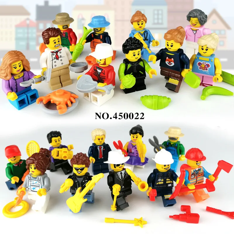 children 20 mini city professional people jewelry cartoon doll minifigure accessories assembled building block toy gift for kids free global shipping