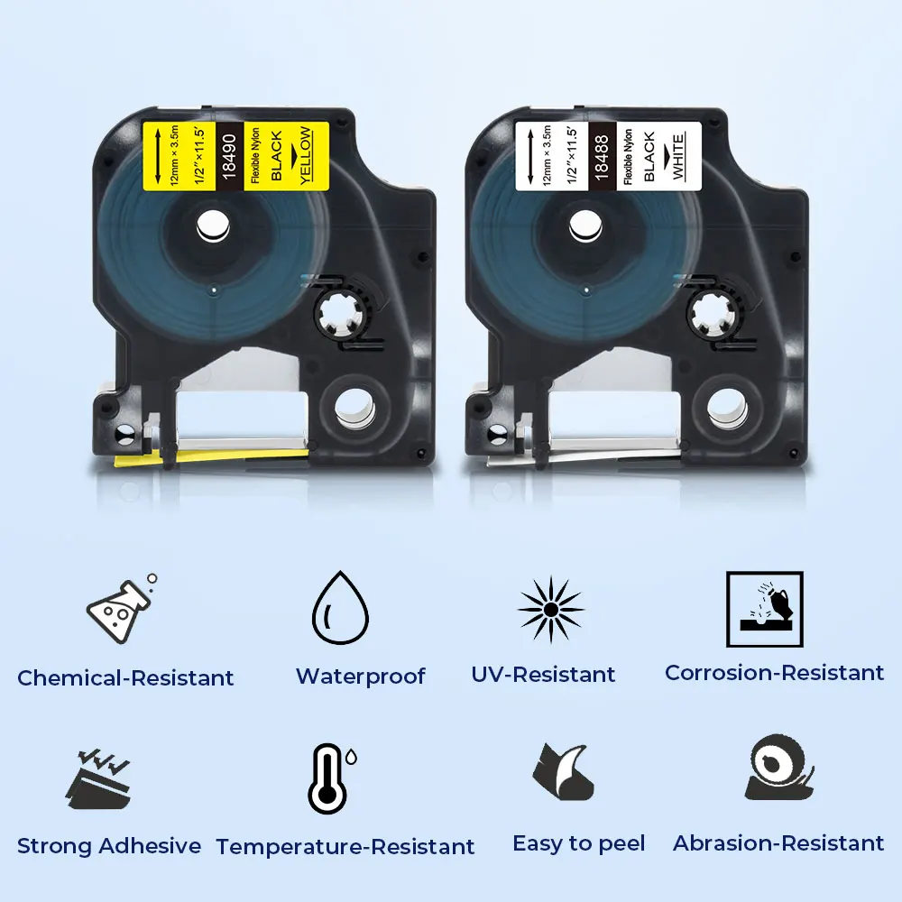 5PK 18053 термоусадочная трубка кассета для DYMO Rhino IND этикетки ленты 9 мм лента