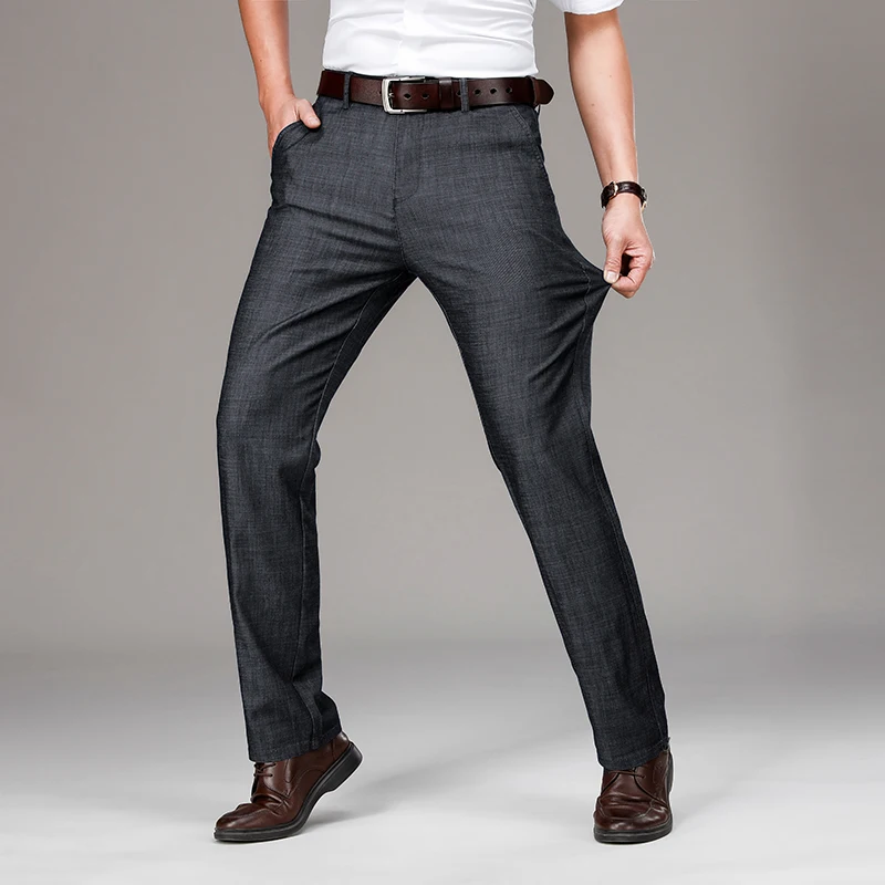 Джинсы мужские прямые в деловом стиле тонкие джинсовые брюки из тенсела