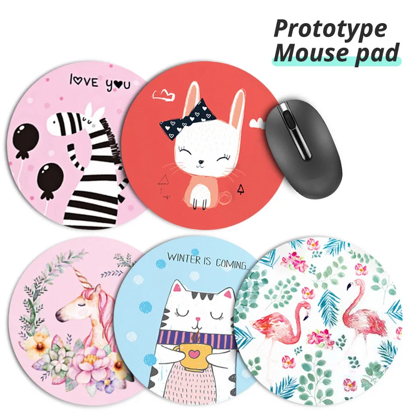 

Ins Cute Mouse Pad Cartoon Painted Animal Pad Mat Round Desk Gamer Gaming Mat For PC Laptop Desktop Non-slip Rubber Pad for Mice