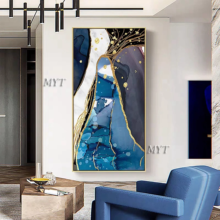 Текстурированная Золотая фольга на холсте ручная роспись Настенный декор