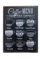 tin sign coffee menu metal iron retro vintage wall art hanging cafe bar wall decorative sign poster 12 x 8