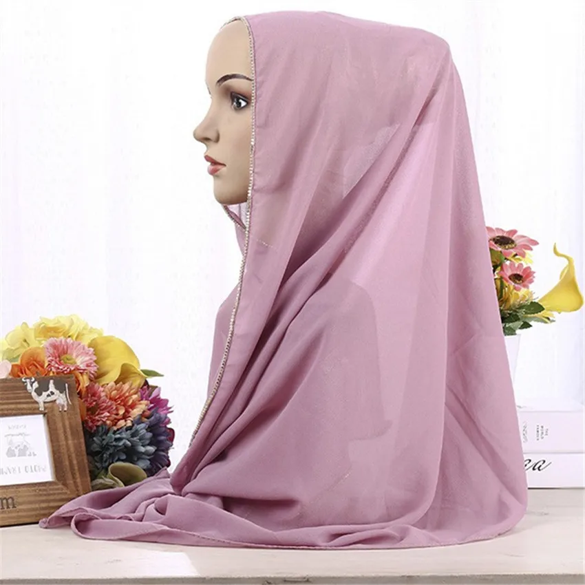 Мусульманский мусульманский хиджаб шифоновый шарф 23 Цвета женский платок новый
