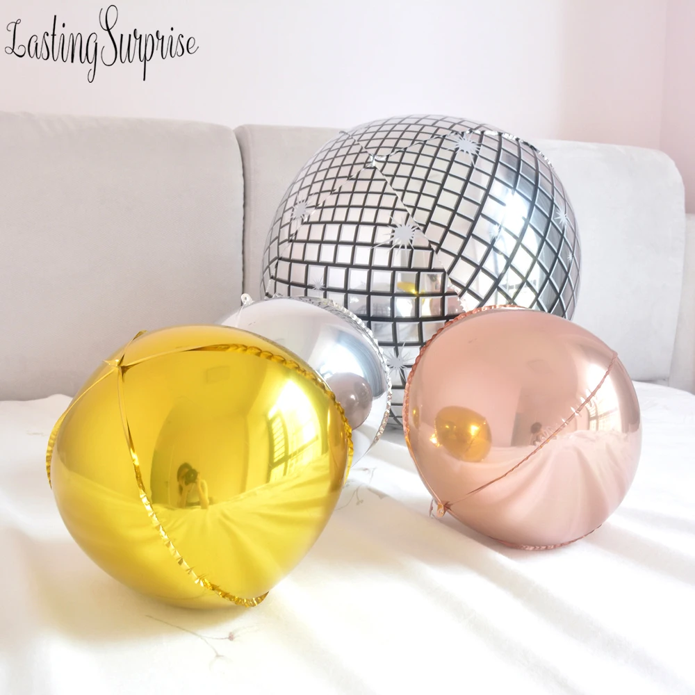 Шары из фольги 4D 2 шт. большие круглые шарики в форме сферы алюминиевая фольга