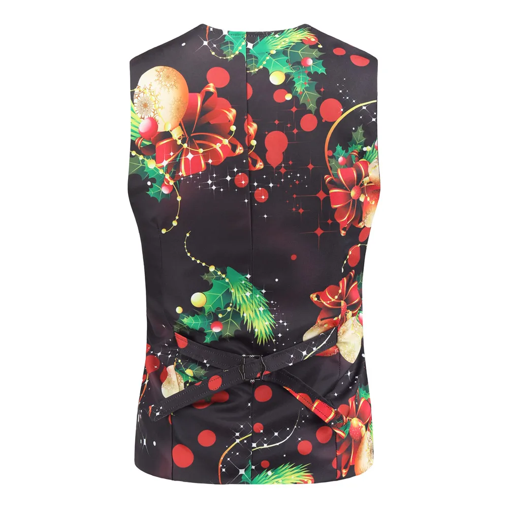 

Spring and autumn new casual vest men's jacket Christmas print suit vest men's sleeveless jacket jacket men's vest