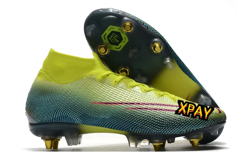 

New Football Boots SG High Top Soccer Shoes Soft Ground Superfly Soft Ground Sport Training Sock Cleats krampon Drop shipping