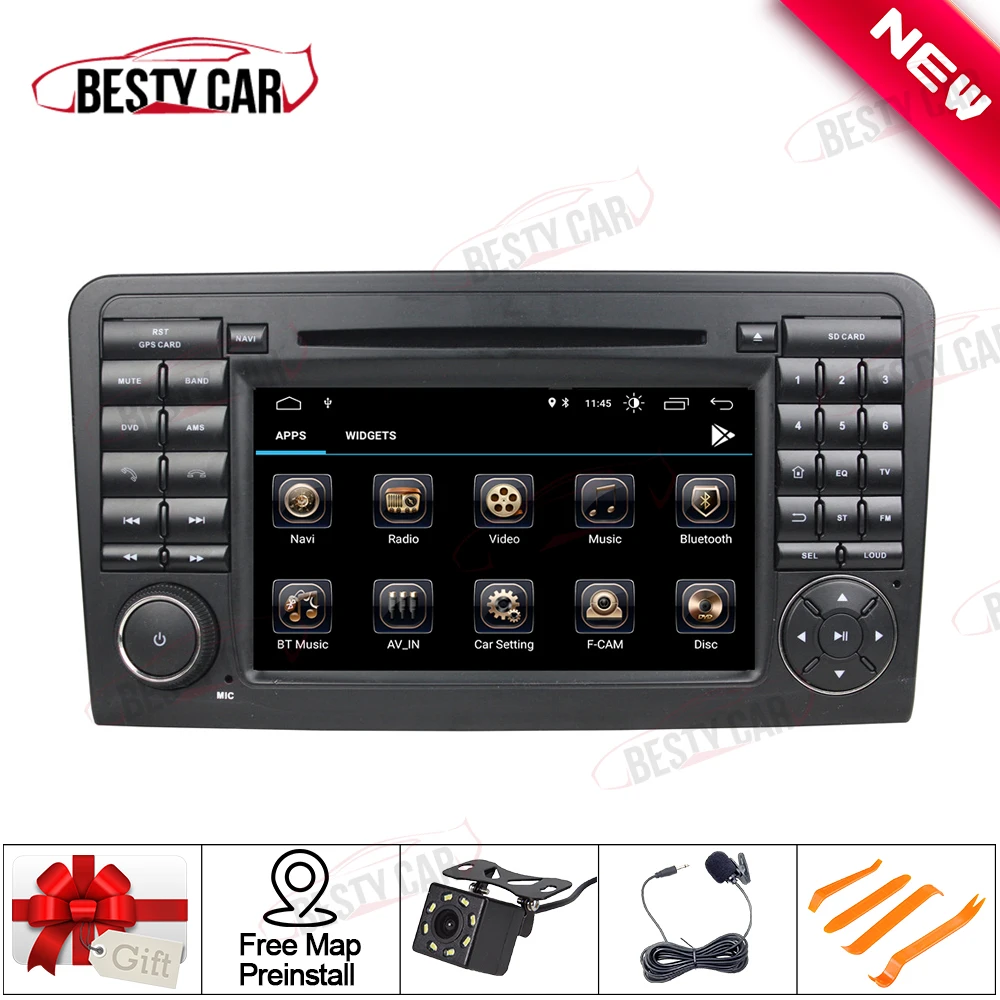 2-32GB-IPS Android 9,0 4 ядра 2 Din автомобильный DVD Мультимедиа Радио стерео wifi BT для Benz ML Class W164(2005-2012) ML300 ML350 ML450 ML500 - Цвет: 2-32GB-IPS