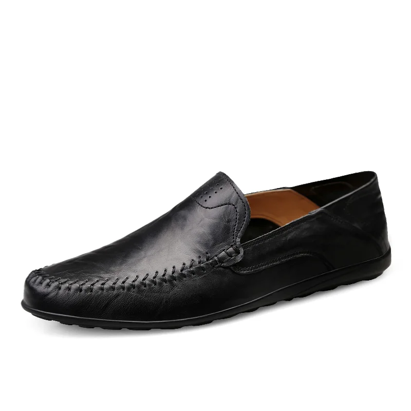 

Genuine Leather Men Shoes Summer Luxury Brand 2020 Casual Slip on Formal Loafers Men Moccasins Italian Black Male Driving Shoes