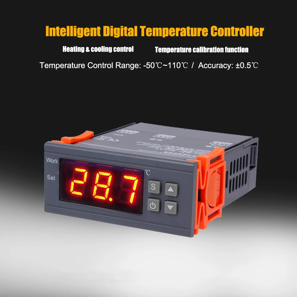 DC12V 24V AC220V цифровой регулятор температуры светодиодный термостат с датчиком