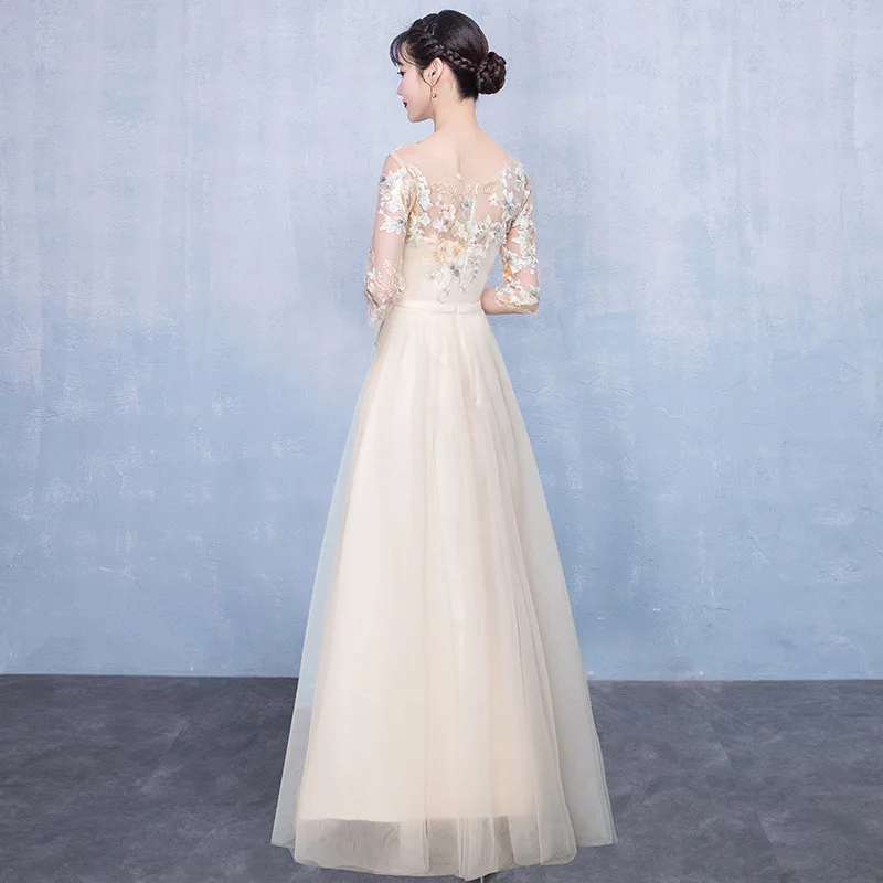 Женское платье в пол для свадебной вечеринки элегантное банкетное длинное Ципао