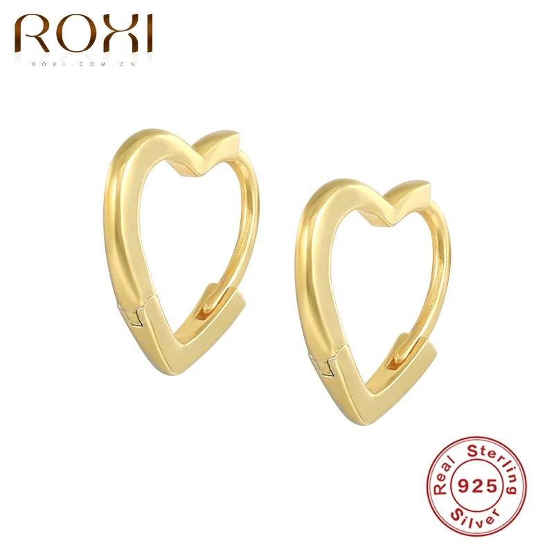 

ROXI 925 Sterling Silver Love Earrings For Women Cone Ear Buckle Puncture Small Hoop Earrings Fine Jewelry wedding Pendientes