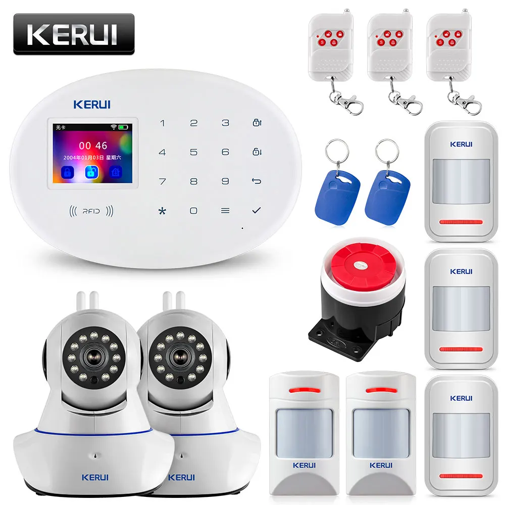 Беспроводная GSM охранная сигнализация Kerui совместима с детектором движения от домашних животных