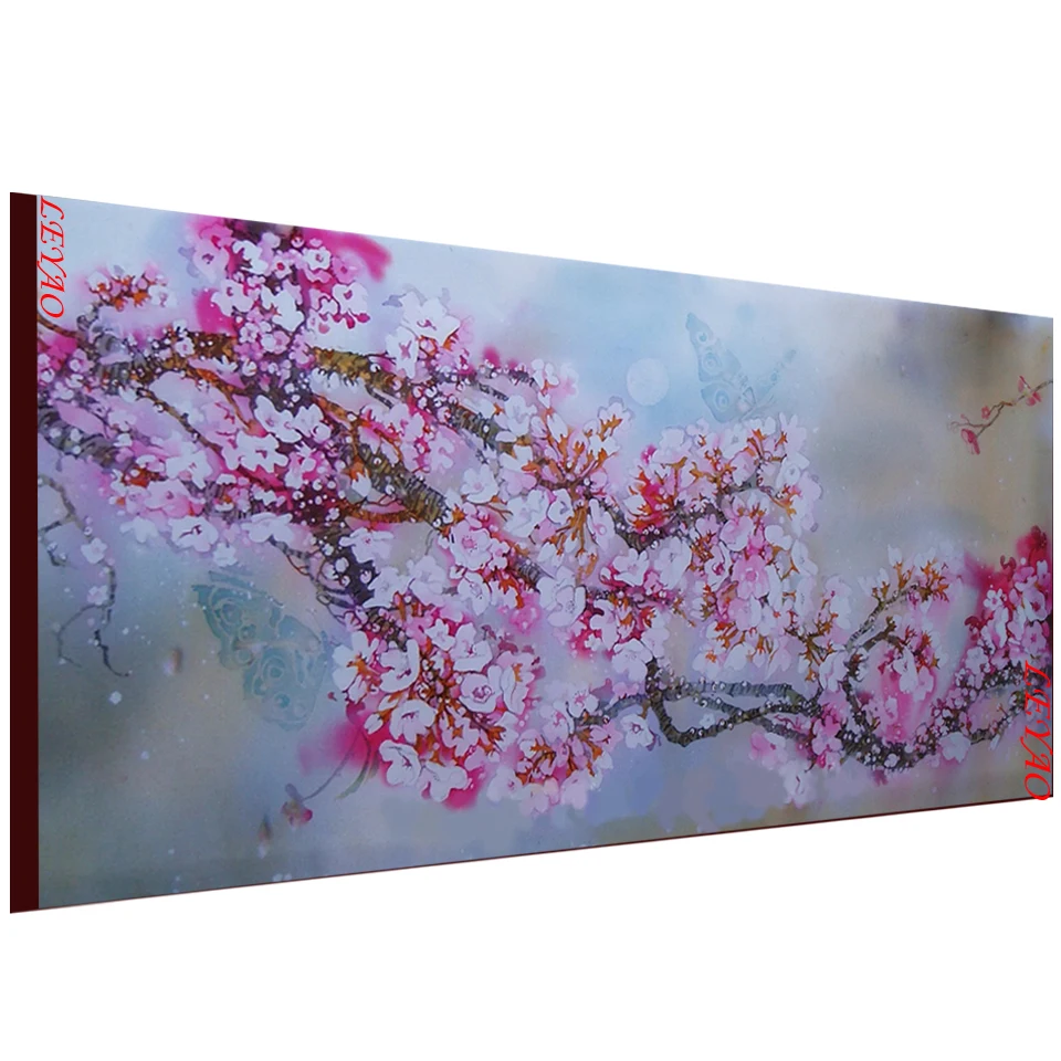 

DIY Diamond Embroidery Flowers Picture Of Rhinestones Diamond Mosaic Cherry Blossom Chinese Diamond Painting Handmade Hobby