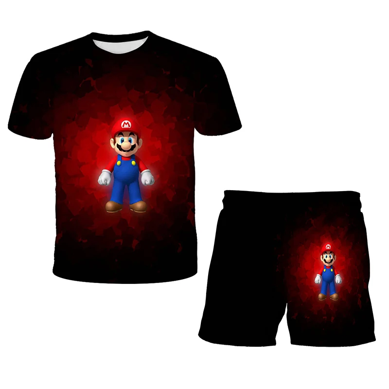 

2021 Super Mario 3D Set Kids Fashion Casual Boys & Girls Print Sweatshirt Top Kids Pullover Sportswear Kids Short Sleeve Gift