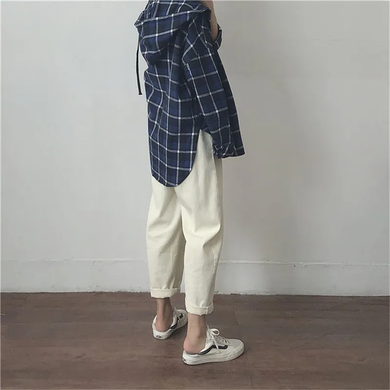 Plus Size Denim Pants Women Cotton White Loose Boyfriend High Waist Mom Jeans Black Spring Beige Blue Banana Streetwear | Женская одежда