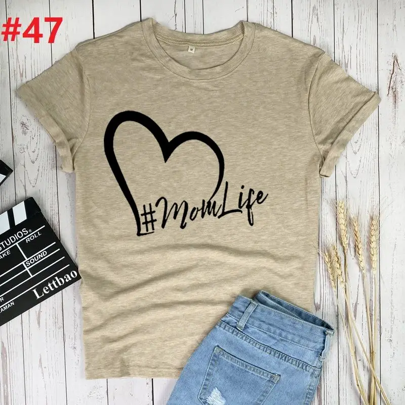 

Love Heart mom life Harajuku Women T-Shirt Lovely love mama life Print Summer mother day Streetwear Girls Casual Tops Tees