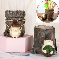 cute hedgehog pencil pen holder resin desk organizer stationery container desktop storage for home office birthday gifts