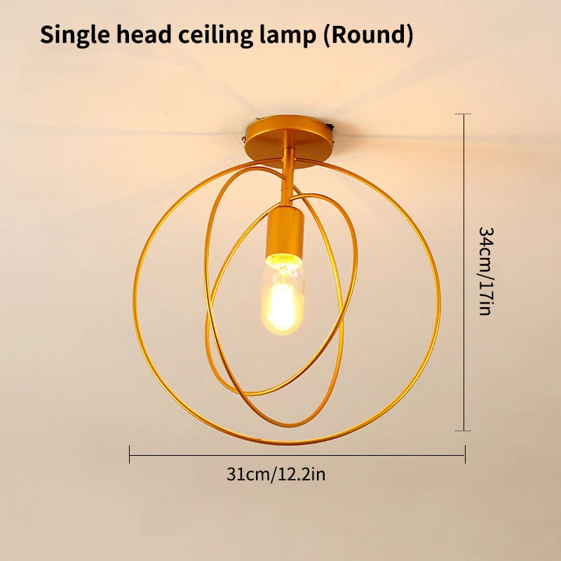 

Nordic Minimalism Led Ceiling Lights Retro Iron Lamp for Home Living Room Decor Kitchen Loft Light Plafonnier Gold Pendant Light