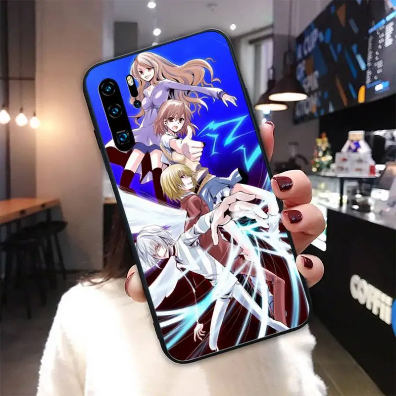 

A Certain Magical Index Black Silicone Cover Case For Huawei P9 Lite 2016 2017 P 10 P20 PRO P30 P40 Lite P Smart 2019 2020 Funda