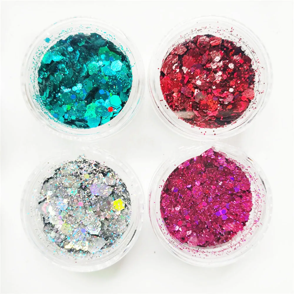 24 баночки/Набор ногтей Красочные Блестки для дизайна блестящие хлопья УФ Гель