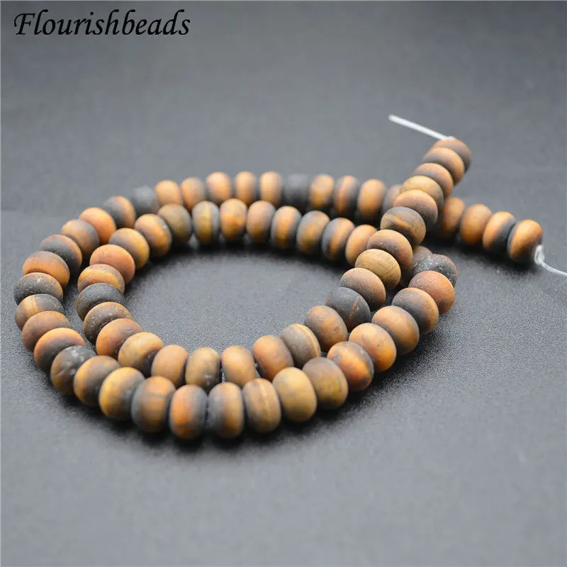 

5x8mm Natural Tiger Eye Gemstone Matte Rondelle Spacer Stone Loose Beads Jewelry Making 1 Strand