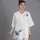 Традиционная китайская одежда Wushu костюм для тайчи униформа из хлопка и льна KungFu тренировочная одежда с вышивкой Taiji тренировочный костюм