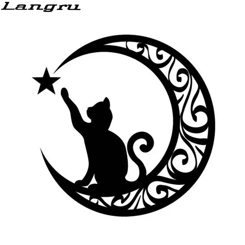Langru 15*15 см милый кот трогательная Звезда Луна виниловые декоративные наклейки
