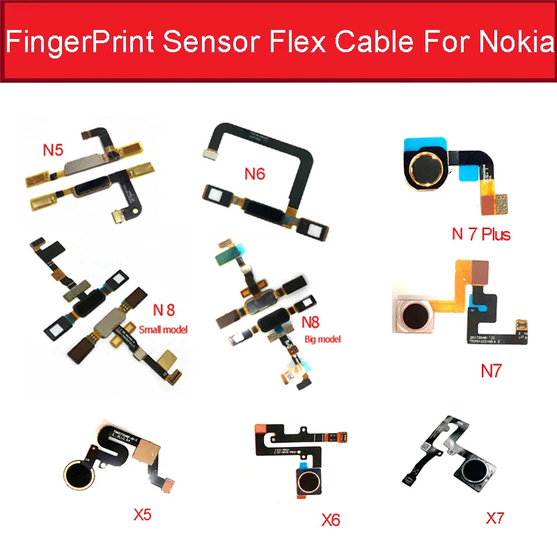 Кнопка Домой, отпечаток пальца, гибкий кабель для Nokia 5, 6, 6,1, 7, 8X5, X 6, 5,1, 6,1 Plus, сенсорный ID, возврат в меню, датчик, шлейф, лента, запасные части