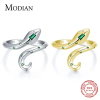 modian real 925 sterling silver green zirconia stars fashion snake female finger ring for women adjustable party tfine jewelry