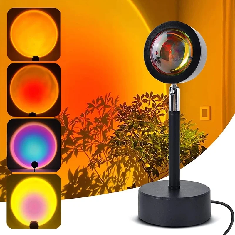 

Sunset Lamp Projector Rainbow Floor Led Night Light Home Coffe Shop Photograph Background Wall Decoration Sunset Projection Lamp