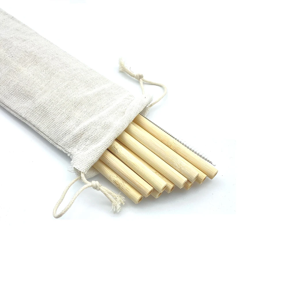 

10Pcs Natural Organic Bamboo Straw Set Eco Friendly Bamboo Straw Reusable Drinking Straws with Straw Case Brush