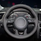 Черная искусственная кожа Чехол рулевого колеса автомобиля для Audi Q3 (8U) 2011-2018 Q5 (8R) 2012-2017 Q7 (4L) 2011 12 13 2015 SQ5 (8R)