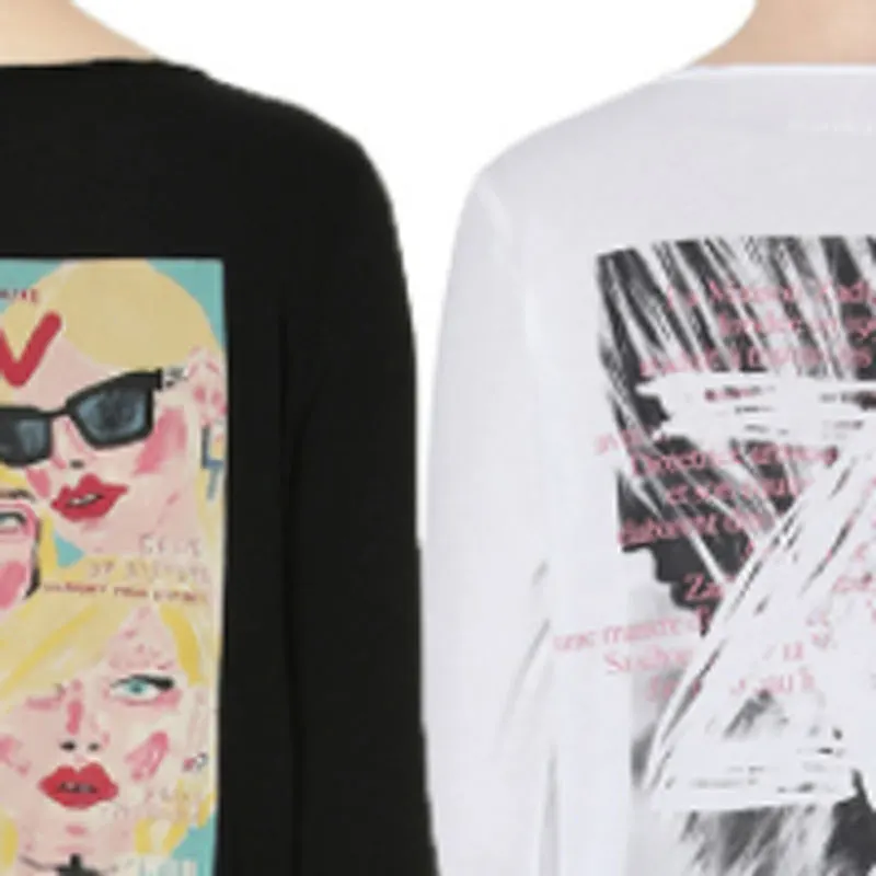 

Женская футболка с длинным рукавом, V-образным вырезом и принтом сзади