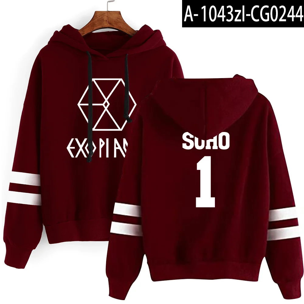 Kpop EXO милый женские худи Harajuku Повседневная Толстовка с капюшоном корейский стиль свободная толстовка с капюшоном женские флисовые толстовки пуловер Топ - Цвет: red