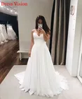 Шифоновое свадебное платье со шлейфом, без бретелек