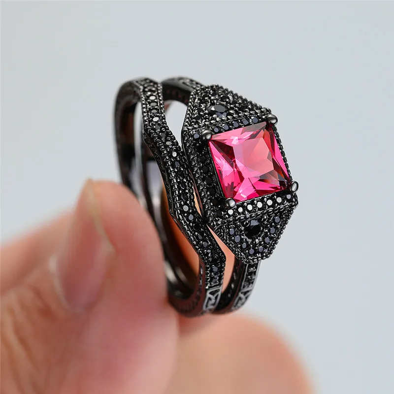 Женский набор обручальных колец роскошное маленькое Кольцо Розового и красного