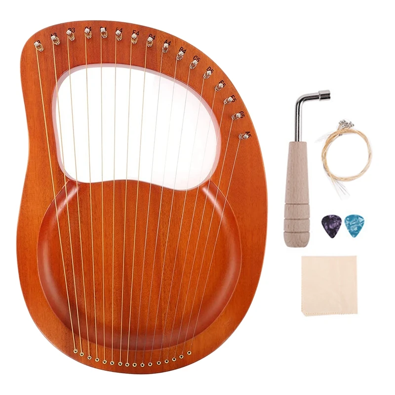 

16 String Lyre Harp Mahogany Lyre Harp With Tuning Wrench Mini Harp For Kids And Adults Bbeginner Music Lovers Best Gift