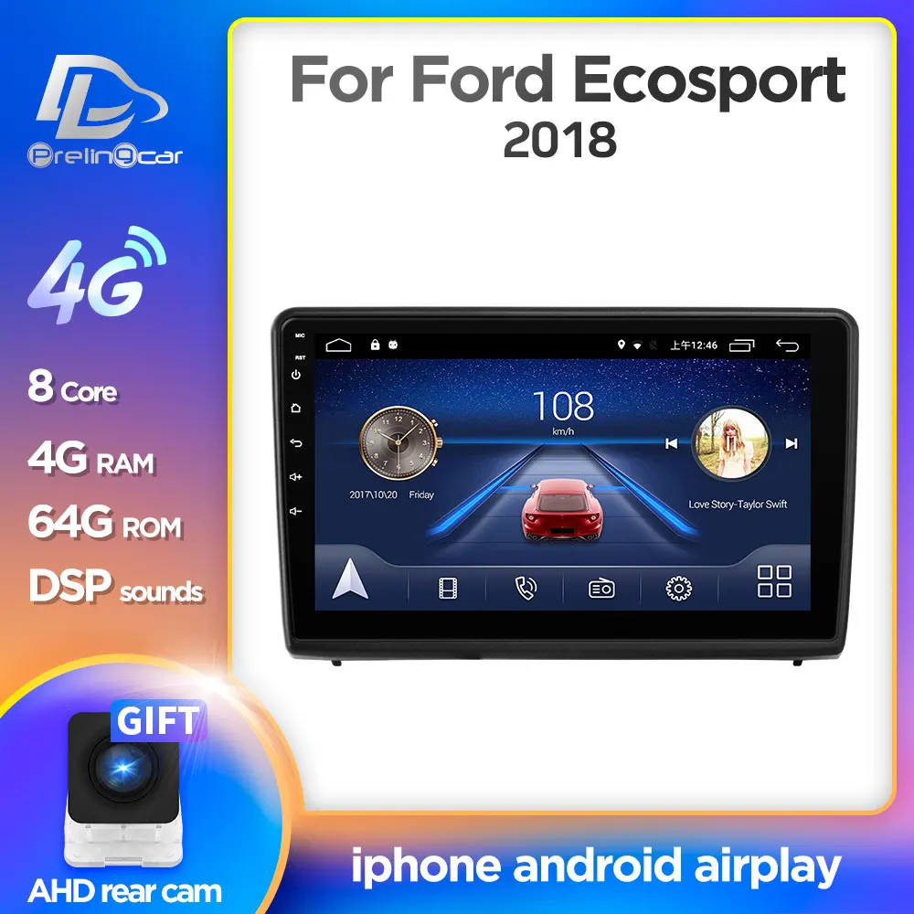 Автомобильный мультимедийный плеер с GPS-навигацией Android 10 0 4G Lte для Ford Ecosport 2018 год