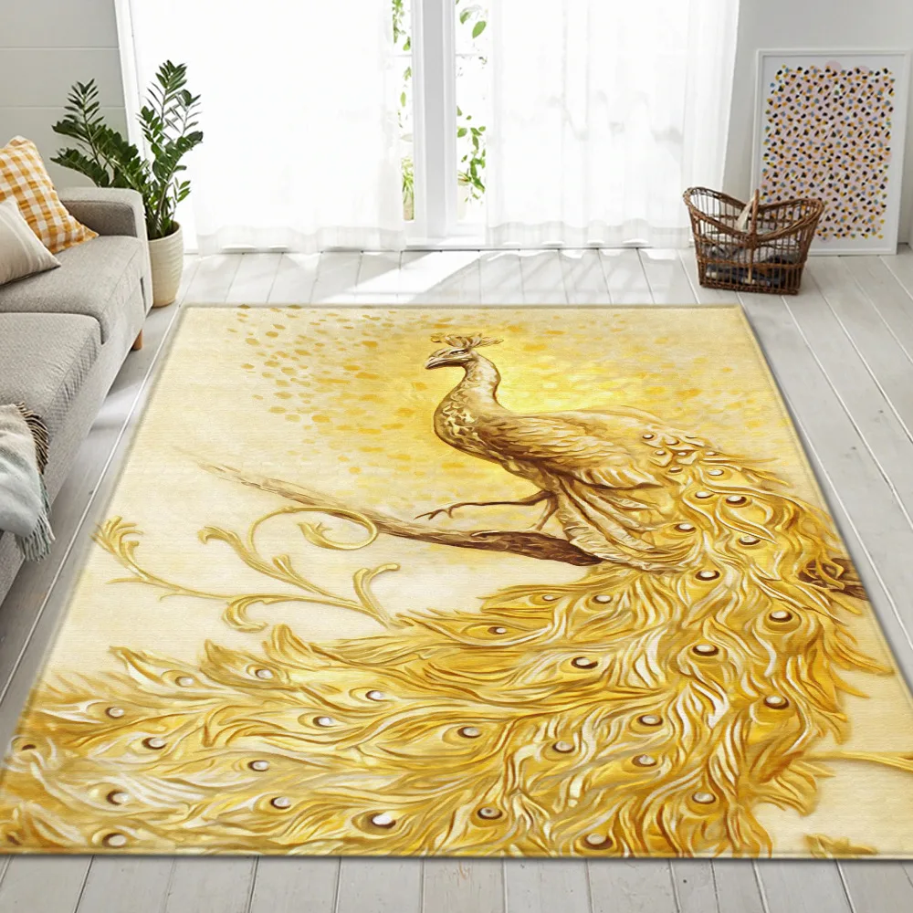 

Animal peacock 3D Print Carpets for Living Room Bedroom Rugs Cartoon Child Game Mats Flannel Memory Foam Kids Room Play Area Rug