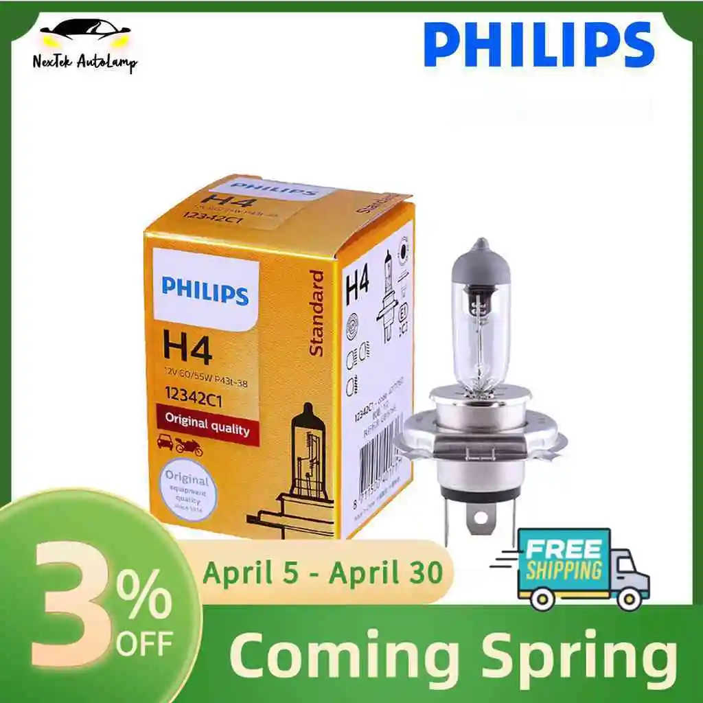 

Philips Original Standard Bulb H4 12V 60/55W 12342C1 Car Headlight Standard Bulb Halogen Lamp (1 Bulb)