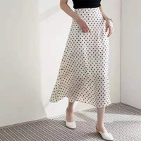 new 2021 satin half skirt womens springsummer leisure chiffon light ripe high waisted wave point hip fish tail skirt