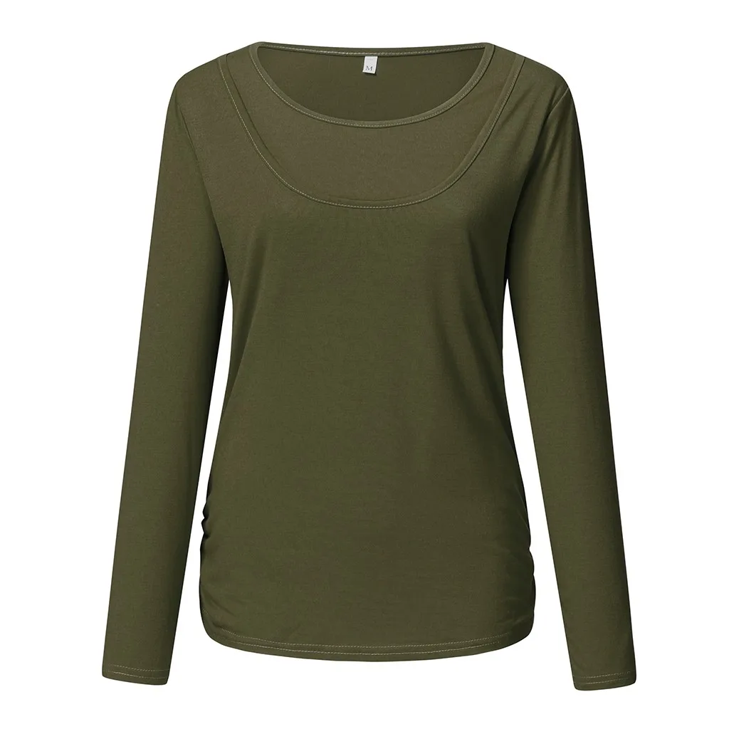 

Women's Maternity Breastfeeding T-Shirt Clothes for Pregnant Women Winter O-Neck Solid Color Nursing Tops Maternity Clothes