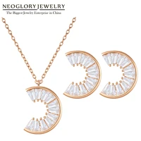 neoglory golden moon classic style c necklace earrings for women elegant simple lemon jewelry sets for wedding party new gift