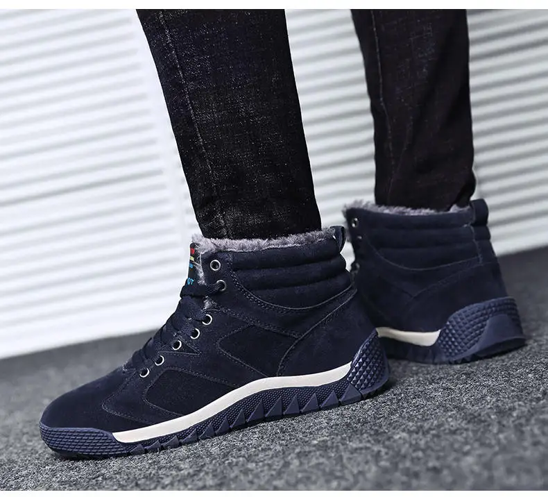Men Shoes Winter Casual Boots for Men Fur Lace Up Warm Snow Boots Outdoor Fashion Flat Mens Shoes Big Size 47 Scarpe Uomo 43
