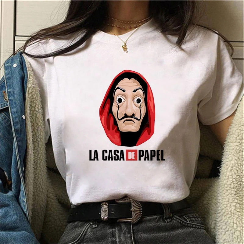 

House of Paper T Shirt Women Funny Cartoon T-shirt Money Heist Kawaii La Casa De Papel Hip Hop Unisex Bella Ciao Tshirt Female