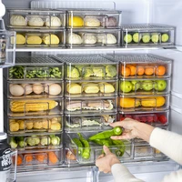 refrigerator storage box crisper kitchen transparent food grade storage magic table superimpose compartment cosmetics drawer box