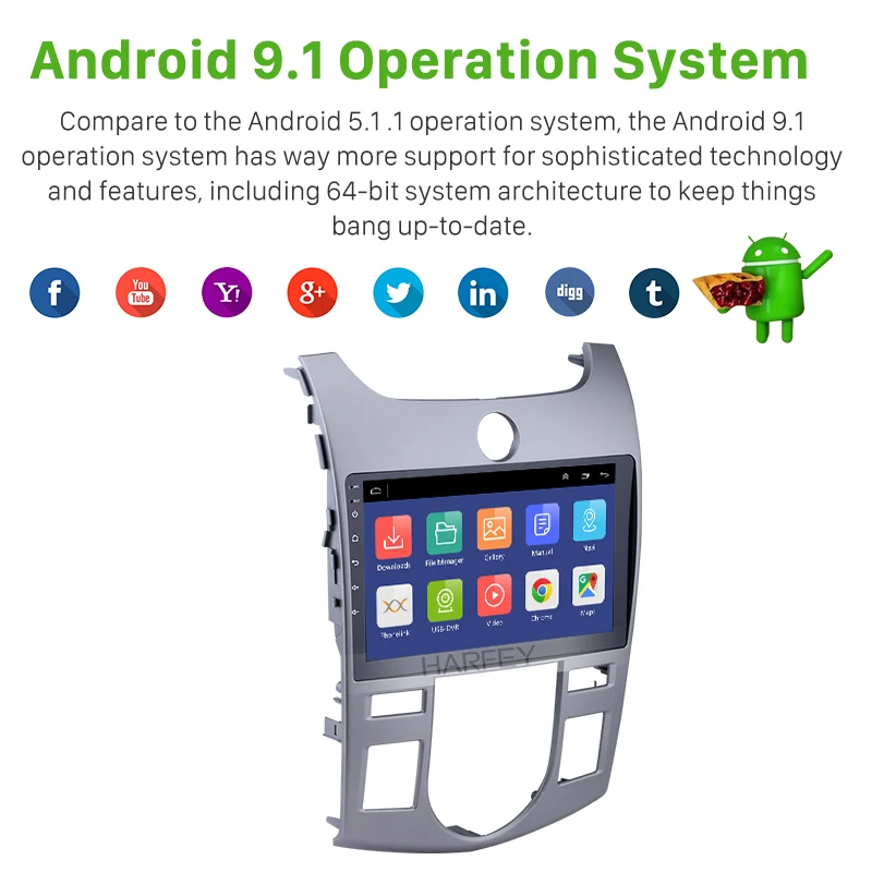 Harfey Android 9 1 1080P дюймов Автомобильный радиоприемник с навигацией GPS стерео